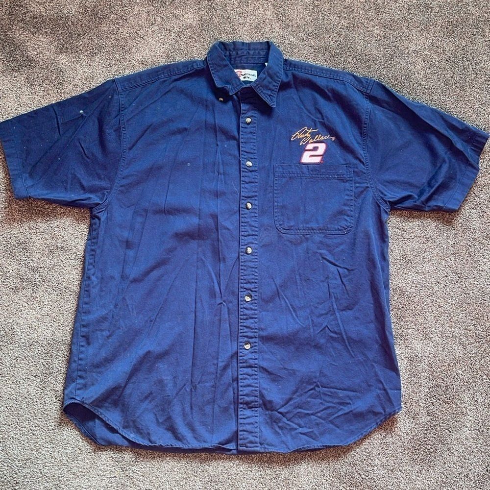 VTG Competitors View NASCAR Pit Crew Work Shirt Mens XL #2 Rusty Wallace Button